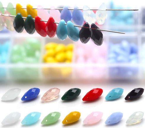 6x12mm Teardrop Crystal Beads, 280pcs Faceted Glass Beads in 14 Colors, DIY Gemstone Beads for Jewelry Making, Craft Supplies for Necklaces, Brace...