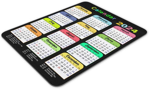 2024 Color Calendar Vertical Mouse Pad, Gaming Calendar Mouse Mat with Custom Design, Square Waterproof Mouse Pad Non-Slip Rubber Base MousePads f...