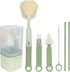 Silicone Baby Bottle Brush Set, includes Baby Bottle Brush, Nipple Brush, Straw Brush, Spout Brush, Drying Rack and Storage Box, Portable and Trav...