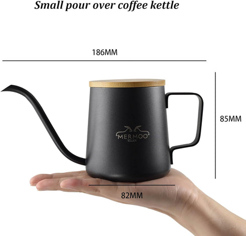 MERMOO YILAN Gooseneck Kettle Pour Over Coffee Kettle with Lid 350ml Stainless Steel Kettle Hand Drip Coffee Pot Long Narrow Coffee Pitcher Jug?bl...