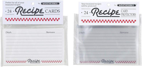 Weatherbee Recipe Protectors Set, Made in America, Includes 24 Cards and Sleeve, 3 x 5, Set of 2, White...