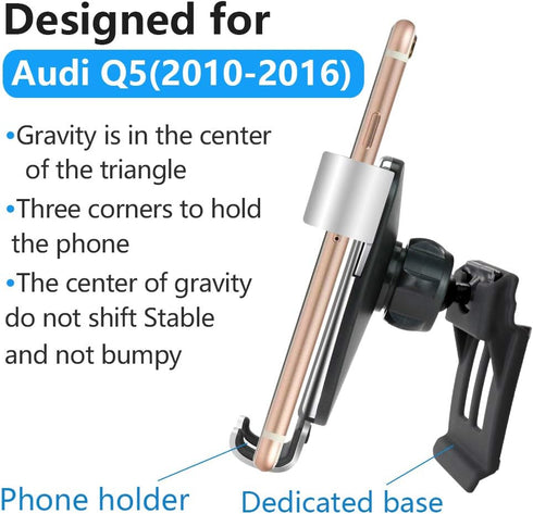 LUNQIN Car Phone Holder for Audi Q5 2010-2016 and Audi SQ5 2014-2017 Auto Interior Accessories Best Phones Mount Cell Cellphone Mobile Cradle Char...