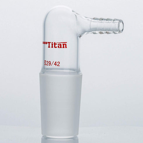 Glass 90 Degree Vacuum/Gas Adapter, Borosilicate Glass Bent Inlet Adapter with 29/42 Inner Joint and Hose for Laboratory Lab Supply...