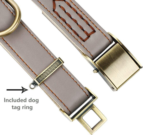 Basic Classic Luxury Padded Leather Dog Collar,The Seatbelt Buckle,for Small Large Medium Pets (Small(Pack of 1), Khaki)...