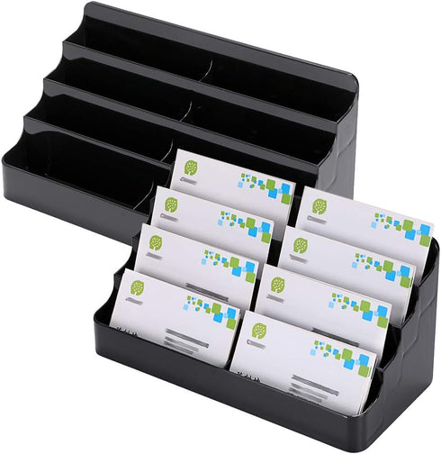 Hipiwe Business Card Holder for Desk- 8 Pocket Acrylic Business Card Display Stand Office Desktop Name Card Organizer,Fits 480Pcs Business Cards (...