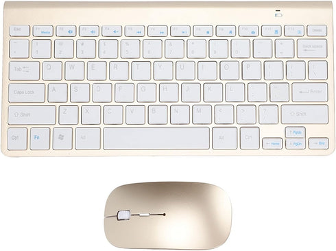 Keyboard Mouse Combo Set, 78 Keys Portable 2.4Ghz Keyboard Kit with 4 Nonslip Foot Pad Compatible with Windows Notebook Desktop etc(Gold)...