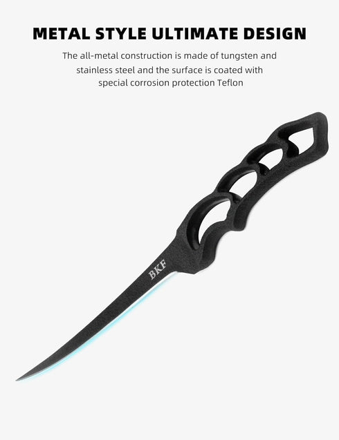 BKF Pro 7" Fillet Knife Fishing Knife Stainless-Steel Blade for Filleting and Boning with Sheepskin Protective Sheath, Fishing Gear and Equipment,...