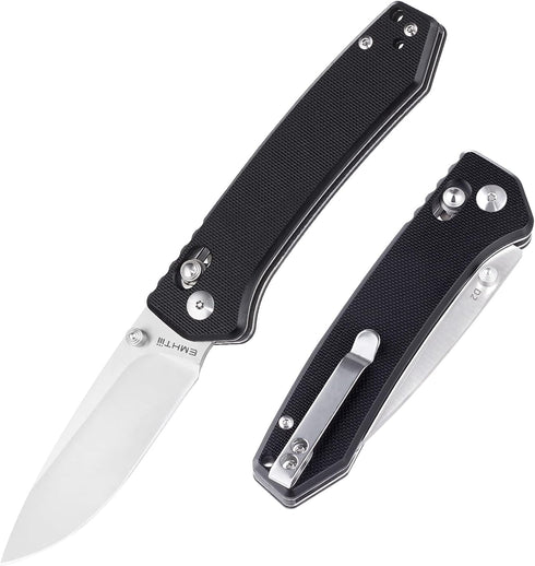 Pocket Folding EDC Knife: 3.14" D2 Steel Satin Sharp Blade, G10 Scales, Crossbar Axis Lock, Reversible Clip, Great Gifts for Men Women Camping Hik...