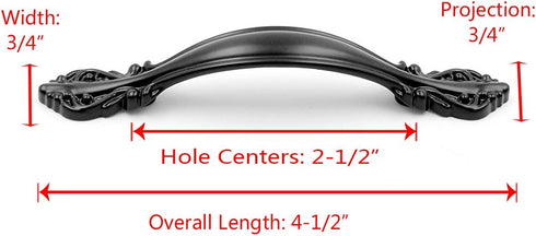10 Pack Flat Black Cabinet Hardware Handle Pull - 2-1/2" (64mm) Hole Center, Drawer Handle Dresser Kitchen Cupboard Furniture Hardware Door Pull...