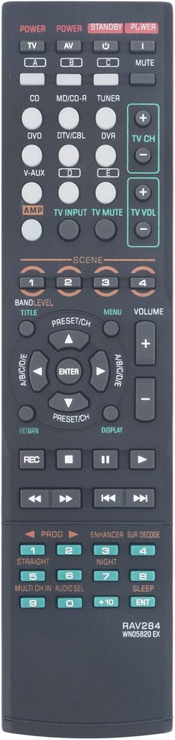RAV284 WN05820EX Replacement Remote Fit for Yamaha AV Receiver RX-V365 RXV365...