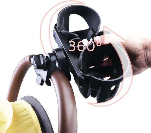 Stroller Cup Holder with Phone Holder, 3-in-1 Bottle Holder, 360 Degrees Rotation Drink Holder for Wheelchair, Stroller, Bike, Walker, Scooter, Bi...