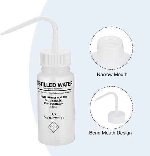 PATIKIL 250ml Wash Bottle, Plastic Labeled Squeeze Bottle Wide Mouth Bottle Tools for Lab Cleaning Washing Liquid Distilled Water Storage, White C...