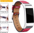 Replacement Leather Band Compatible with Fitbit Charge 2, Classic Genuine Leather Wristband for Men Women(Red-Silver Buckle)...