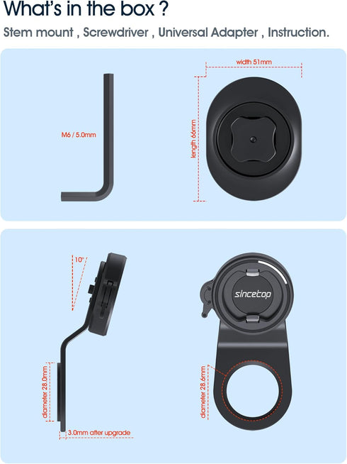 Bike Phone Mount,Mountain Bicycle Stem Cell Phone Holder,Universal Aluminum Handlebar Phone Clamp,MTB / Road E-Bike Cycling Mobile Phone Clip,Quic...