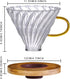 Gute Glass Coffee Dripper/Filter - Cone Glass Pour Over Coffee Dripper with Bamboo Stand & Handle, 1-4 Cups Drip Coffee Maker Funnel Accessories f...