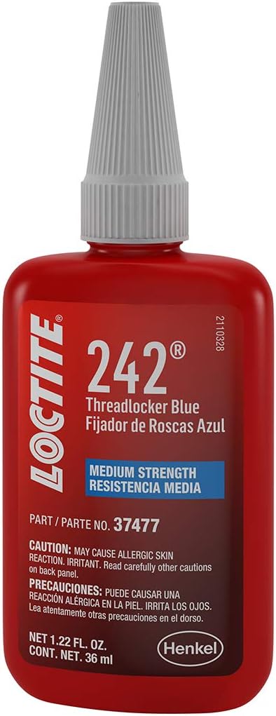 LOCTITE 242 Automotive Blue Threadlocker - Medium-Strength Thread Lock, Multi-Purpose Applications, Works on All Metals - 36 ml, 1 Pack...