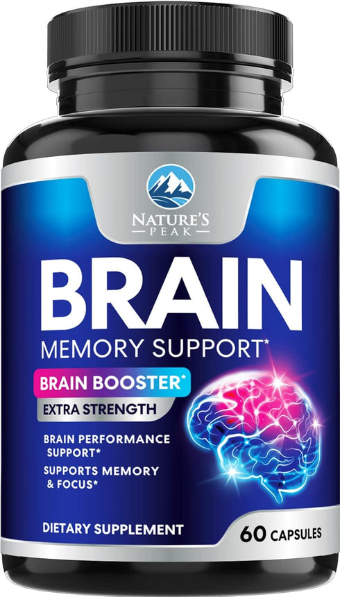 Brain Supplements for Memory and Focus, Nootropic Support for Concentration, Clarity, Energy, Brain Health with Bacopa, Cognitive Vitamins, Phosph...