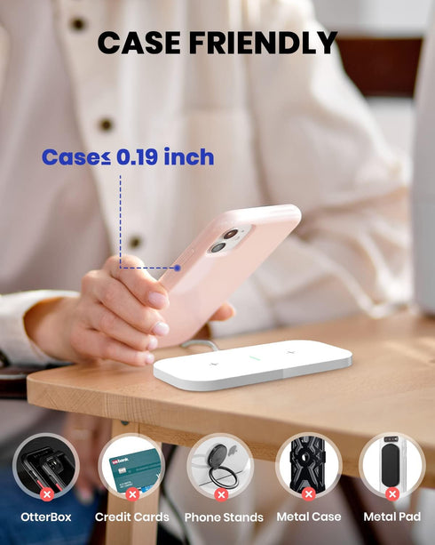 GEEKERA Wireless Charging Pad, 2 in 1 Wireless Charger for iPhone 14/14 Plus/14 Pro/14 Pro Max/13/13 Pro/13 Pro Max/12/11/XS/XR/X/8, AirPods 3/2/P...