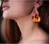 Geometric Teardrop Earrings, Oriental Pink Aqua Rainbow Moroccan Pattern Double-Sided Dangle Earring For Women Friends, Lightweight Faux Leather E...