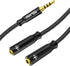 Headphone Splitter 3.5mm TRRS Stereo Audio Y Splitter Braided 4-Pole Male to 2-Female Dual Headphone Jack Splitter Adapter for Headset PC Smartpho...