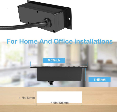CCCEI Furniture Recessed Power Strip, Black Desk Outlet with USB Ports, in Conference Desktop Flush Mount Plug, 6 ft Extension Cord....