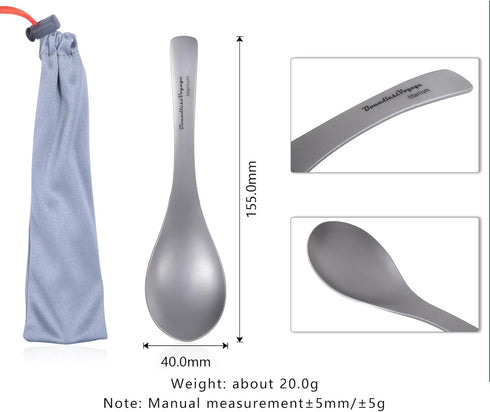 Boundless Voyage Titanium Spoon for Camping Travel Home with Carry Bag Outdoor Tableware Camping Flatware Cooking Utensils Ti15171B...