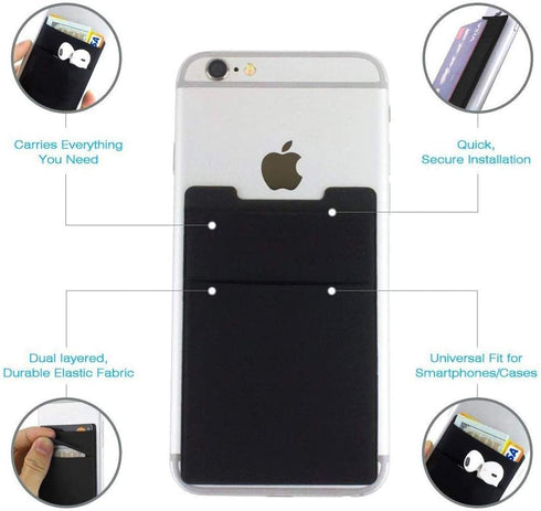 Cell Phone Stick on Wallet, Credit Card, ID Card Holder, 3 Pack 3M Self Adhesive Card Holder Stick on Phone Sleeves with Pocket for Most Smartphon...