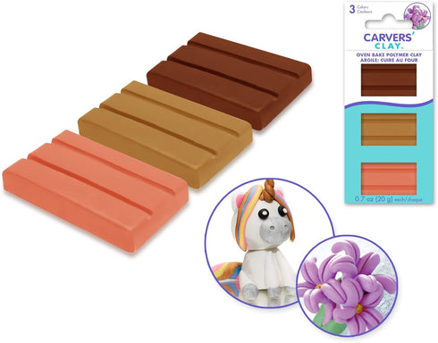 Carvers' Oven Bake Polymer Clay - 2.1 Oz - Brown, Tan, and Orange...