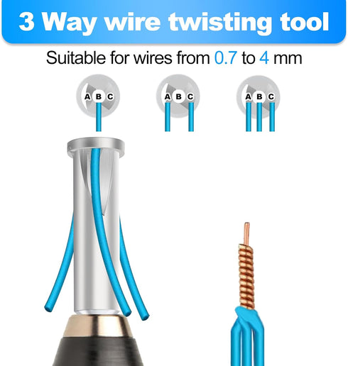 Wire Twisting Tool for Drill - 3Pcs 3 Way/ 5 Way Electric cord Stripper and Electrical Wire Twister Tool for Electric Power Drill, Stripping and T...