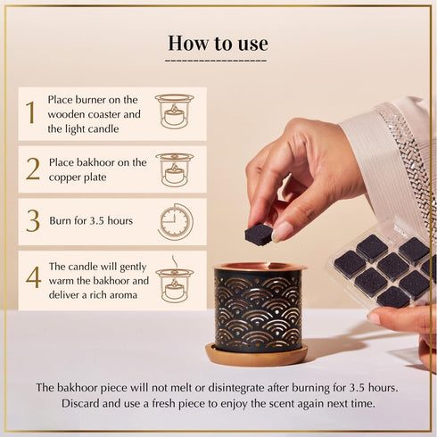Oud Al Ibtisam Bakhoor Set by Dukhni | 2 x 9 Piece Each & Taj Bakhoor Burner | Arabic Bakhoor Incense | Warm Floral Oud Blend | Perfect for Prayer...