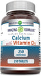 Amazing Formulas Calcium with Vitamin D3 Supplement | 250 Tablets | Non-GMO | Gluten Free | Made in USA...