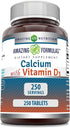 Amazing Formulas Calcium with Vitamin D3 Supplement | 250 Tablets | Non-GMO | Gluten Free | Made in USA...