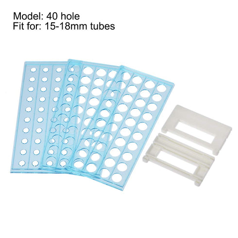 uxcell Detachable Polypropylene Test Tube Holder Rack 40 Hole for 15-18mm Tubes Light Blue...