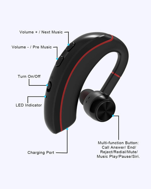 NANAMI Bluetooth Headset, Bluetooth Earpiece V5.0, 320Hrs Ultralight Headphones with Rotatable Mic, Hands-Free Earphones, Noise Cancelling, in-Ear...