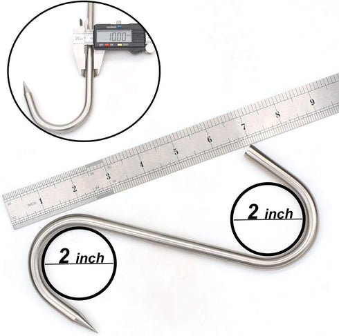 Meat Hook, 8Inch 10mm Heavy Duty S-Hooks Stainless Steel Meat Processing Butcher Hooks (10mm8inch)...