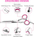 5 in1 Dog Grooming Scissors Kit, Professional Dog Scissors for Grooming with Safety Round Tips, Titanium Coated Grooming Scissors Kit for Dogs Cat...
