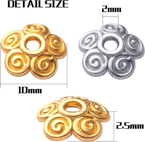 Aylifu Flower Bead Caps,200pcs 10mm Tibetan Alloy Spacer Beads Caps Bali Style Jewelry Spacers for DIY Bracelet Necklace Crafts Making,2 Colors...