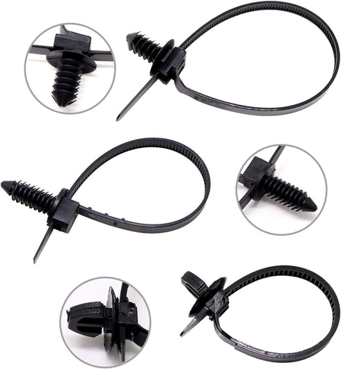 Push Mount Wire Ties, Snap in Zip Tie Automotive Clips Nylon Wire Harness Clips 3 Sizes of Cable Ties for Engine Bay Zip Tie Kit 150pcs...