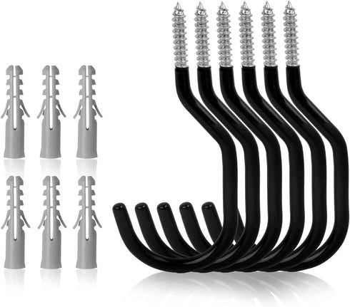 HORUSDY 6 Pack Heavy Duty Bike Hook, 6 inches, Capacity 100LBS, Bike Hooks for Garage Wall and Bike Hooks for Garage Ceiling...