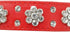 Rhinestone Dog Collar, Cute Flower Rhinestone Cat Dog Collar Bling Collar PU Leather Collar Adjustable Sizes Small Medium Large(Red,L)...