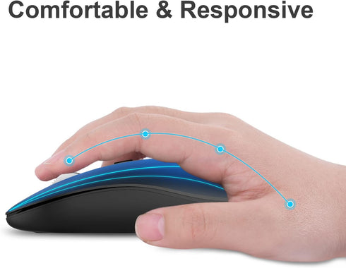 cimetech Bluetooth Mouse for Laptop, Slim Silent Wireless Mouse, Portable Computer Mice with USB Receiver, Metal Scroll Wheel for Laptop, Notebook...