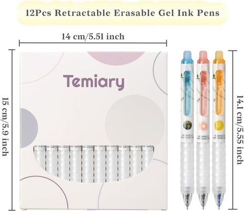 12Pcs Retractable Erasable Gel Pens, Make Mistakes Disappear, Blue & Black Ink Pen for Drawing Writing Planner and Crossword Puzzles, No Smudge on...