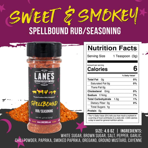 Lane's Spellbound Pork Rub Seasoning, All-Natural BBQ Seasoning Rib Rub, Premium Butt Rub Seasoning & Sweet BBQ Rubs for Smoking, Made in USA, 4.6...