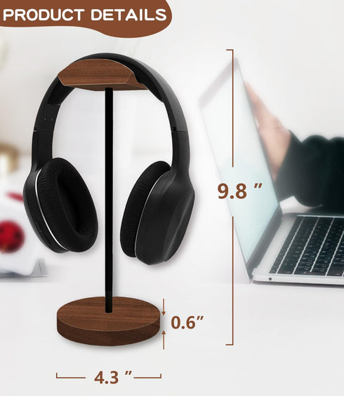 Headphone Holder Stand for Desk, Wood and Metal Headset Hanger Mount Hook Gaming Holder Desktop Earphone Artful Functional Craftsmanship Stand for...
