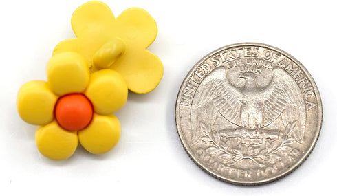 20 pcs Cute Resin Little Yellow Flowers with Shank Sewing Coat Buttons -18mm -11/16"...