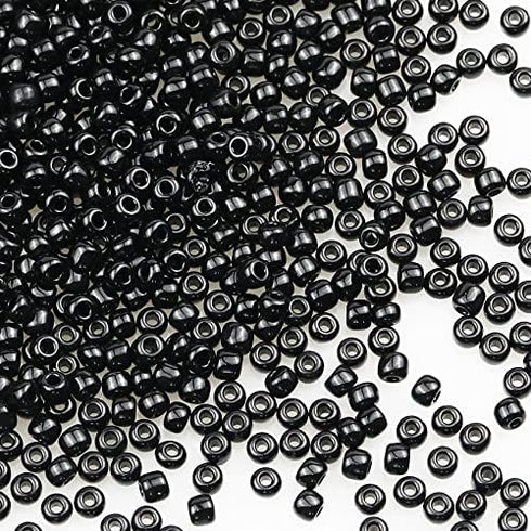 Opaque Black Color Loose Seed Beads About 4000pcs in Box 8/0 Glass Craft Seed Beads for Jewelry Making, Hole 0.7mm (Black)...