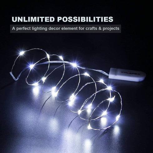 CYLAPEX Pack of 24 Cool White Fairy Lights String Battery Operated Fairy Lights, 3.3ft 20 LEDs Firefly Lights Silver Coated Copper Wire Lights for...