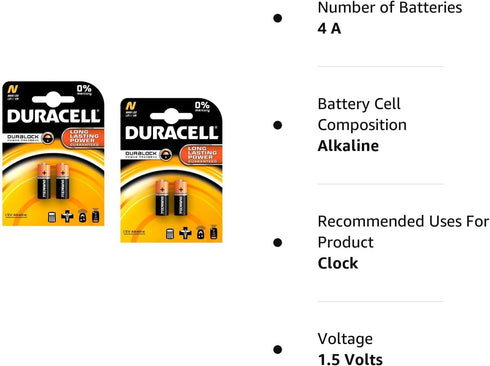 Duracell MN9100/E90/LR1 Medical Battery 1.5 V Card 2 Size N - 2 Count, 2 Pack - 4 Batteries Total,2 Count (Pack of 2)...