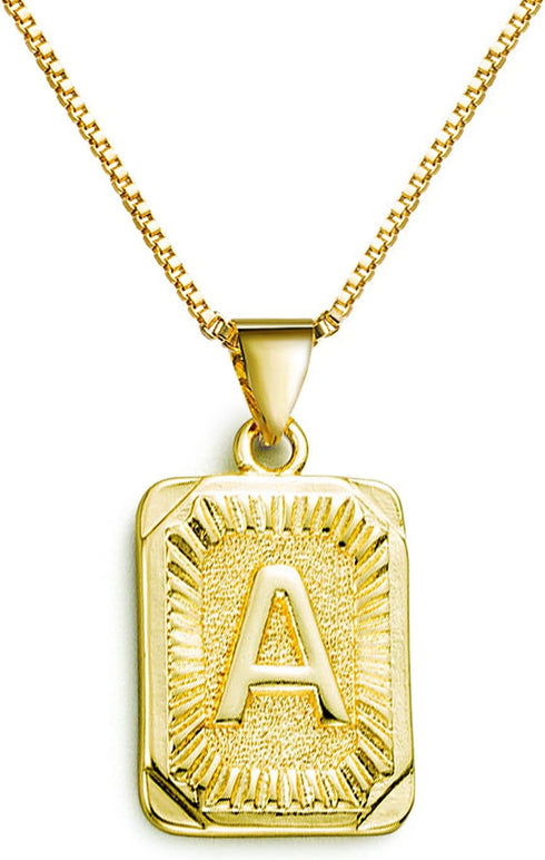 14K Gold Plated Monogram Initials, Alphabet Pendant Letter A to Z Necklaces for Women with Gift Box | Adjustable Chain, Minimalist, Tiny Dainty Al...