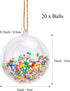 Fillable Christmas Ornaments, 20Pcs 2 in Mini Clear Plastic Ornament Ball with Foam Balls and Rope for Crafts Fillable, DIY Baubles Fillable Small...